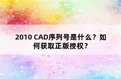 2010 CAD序列号是什么？如何获取正版授权？